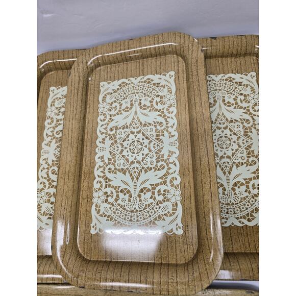 Vintage MCM Metal TV/Lap Trays , Set Of 4 Flower Power RETRO - Picture 5 of 13